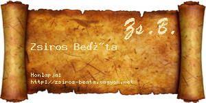 Zsiros Beáta névjegykártya